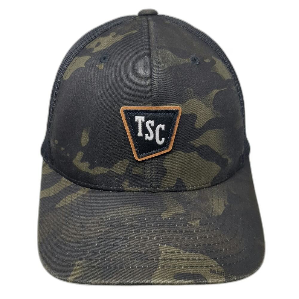 Tractor Supply Co Trucker Hat Black Camo One Size Mesh Snapback TSC Flexfit 110